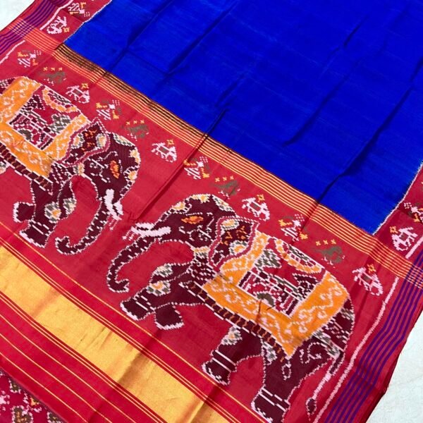 Blue Plain Semi Patola Saree 2