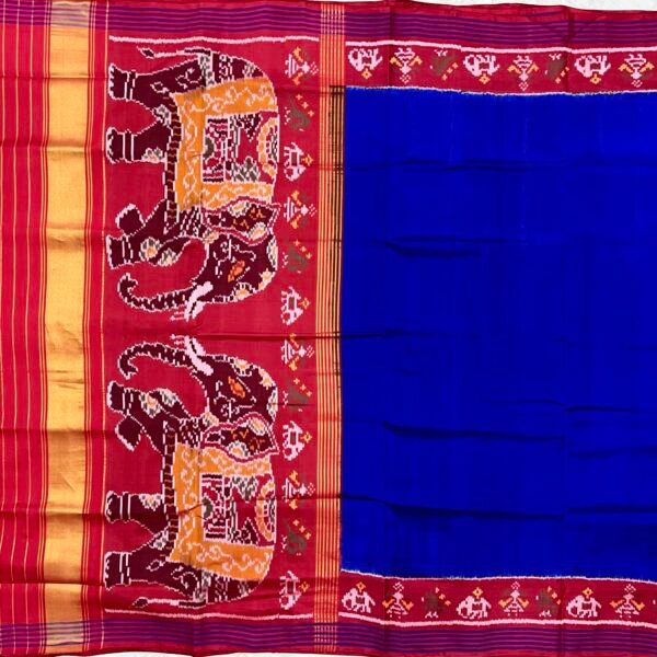 Blue Plain Semi Patola Saree 3